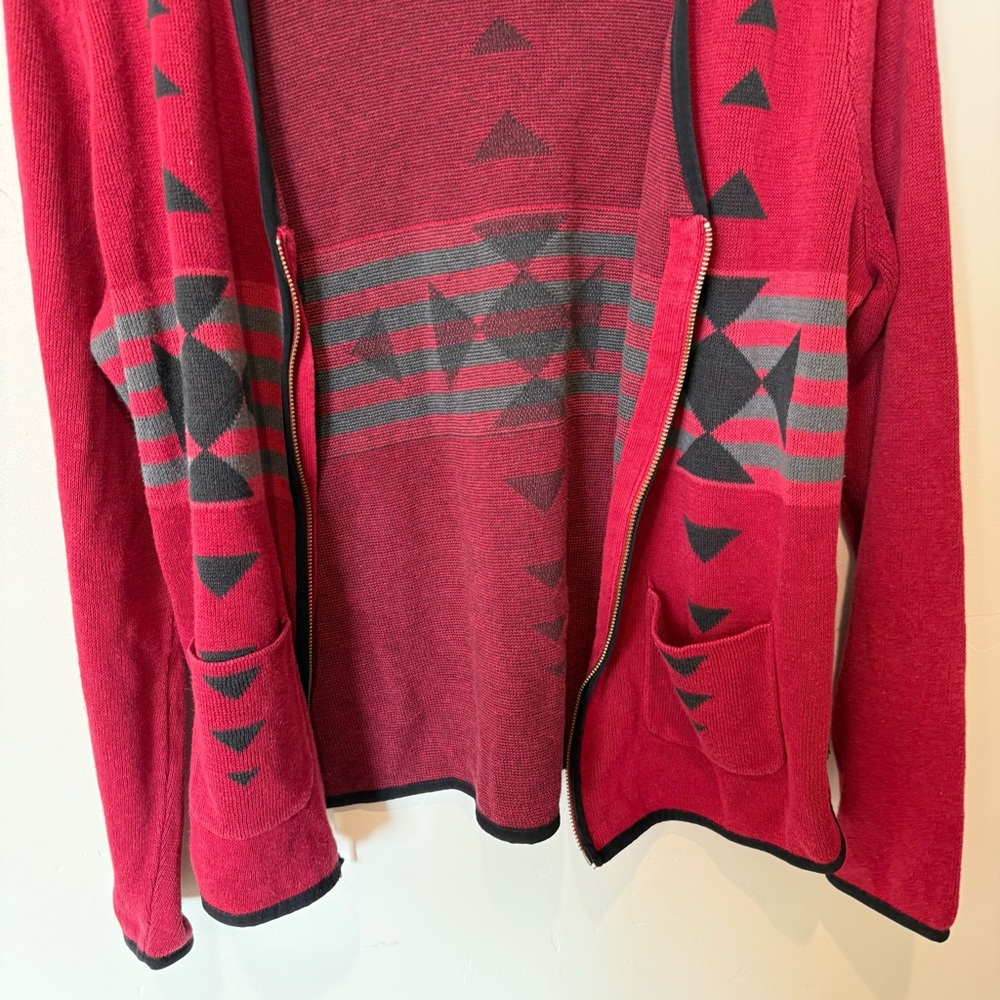 Woolrich Red Women's Cardigan Sweater Size Large Ramie Cotton Holiday Christmas - Picture 6 of 8